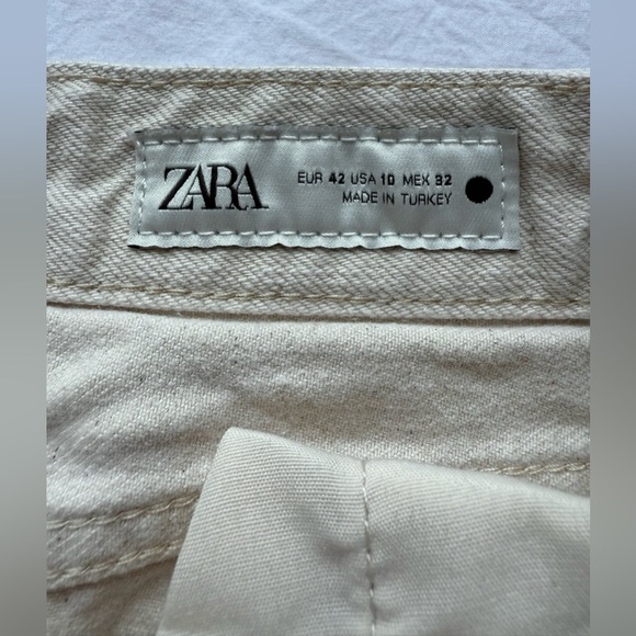 Zara Tan Sand High Waist Wide Leg Denim Jeans 10 - Picture 3 of 11